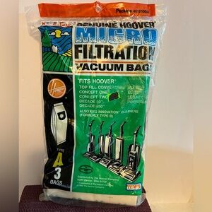GENUINE HOOVER MICRO FILTRATION VACUUM BAGS SET OF 3 #4010100A Type A‎